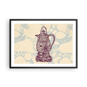 Poster in einem schwarzem Rahmen - Stilisierter Krug mit Ornamenten auf floralem Hintergrund - 70x50cm - Schönheit des Alltags - Moderne Wanddekoration für Wohnzimmer und Schlafzimmer ARTTOR