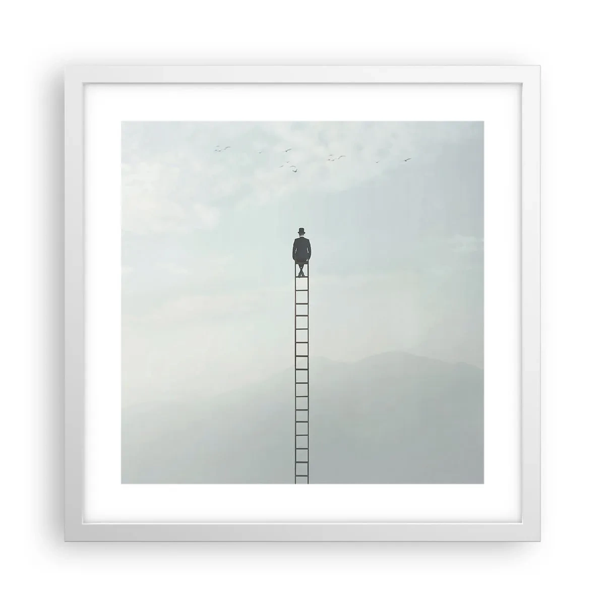 Poster in einem weißen Rahmen - Erhebe dich darüber! - 40x40 cm