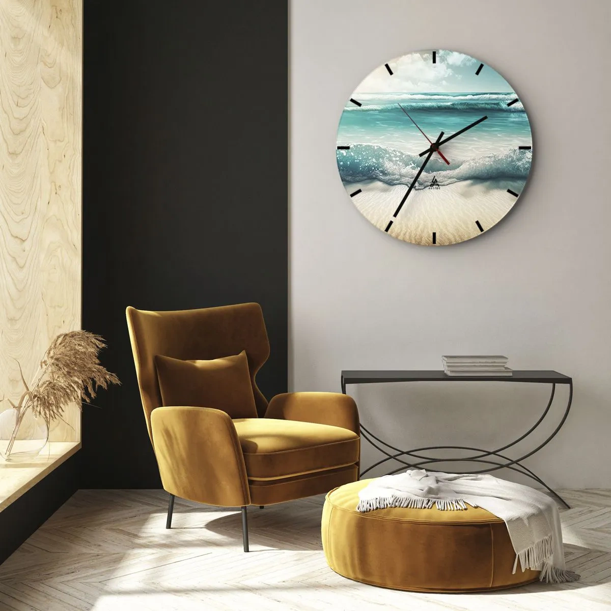 Wanduhr - Glasuhr - Frieden des Ozeans - 40x40 cm