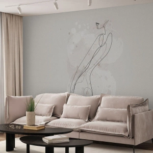 Fototapete Premium Canvas - Eine subtile Silhouettenskizze im minimalistischen Stil - 100x70cm - Der Blick schweift - Moderne Wanddekoration für Wohnzimmer und Schlafzimmer ARTTOR