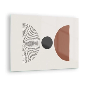 Glasbild - Bild auf glas - Abstrakte geometrische Formen auf hellem Hintergrund - 70x50cm - Das Zentrum der Aufmerksamkeit - Moderne Wanddekoration für Wohnzimmer und Schlafzimmer ARTTOR