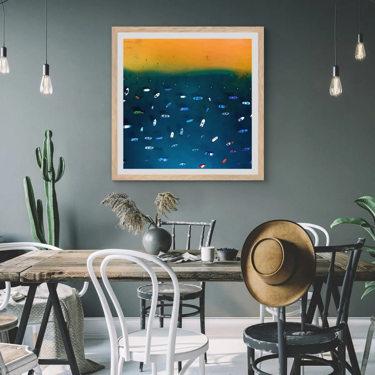 Poster in einem Rahmen aus heller Eiche - Feiertagsspiel - 60x60 cm