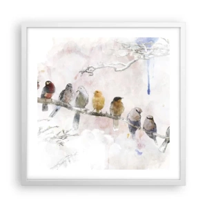 Poster in einem weißen Rahmen - Geflügeltes Treffen - 50x50 cm