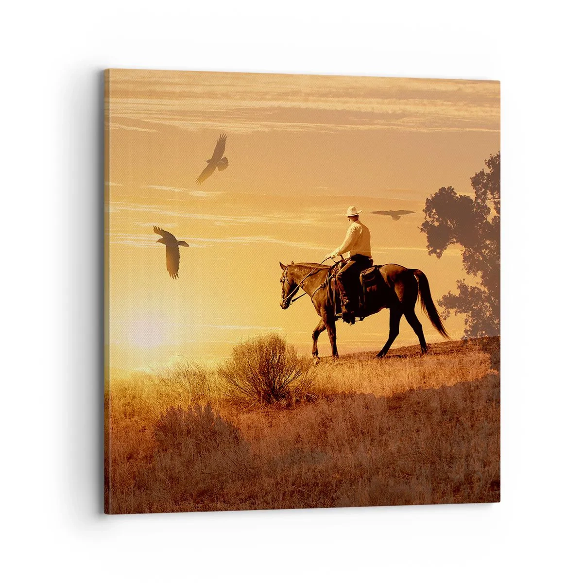 Bild auf Leinwand - Leinwandbild - Allein durch die Prärie - 70x70 cm