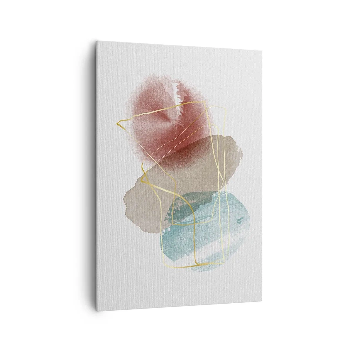 Bild auf Leinwand - Leinwandbild - Abstrakte Formen mit zarten Farben und goldenen Linien - 70x100cm - Korallen des Weltraums - Moderne Wanddekoration für Wohnzimmer und Schlafzimmer ARTTOR