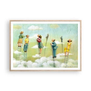 Poster in einem Rahmen aus heller Eiche - Hinter deinem Traum - 100x70 cm