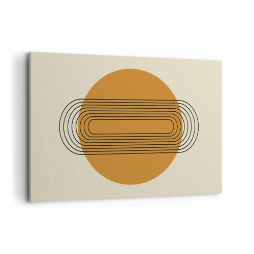 Bild auf Leinwand - Leinwandbild - Geometrisches Muster mit orangefarbenen Kreisen und Linien - 120x80cm - Perfekter Plan - Moderne Wanddekoration für Wohnzimmer und Schlafzimmer ARTTOR