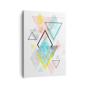 Bild auf Leinwand - Leinwandbild - Bunte geometrische Muster auf weißem Hintergrund - 50x70cm - Geometrisches Spiel - Moderne Wanddekoration für Wohnzimmer und Schlafzimmer ARTTOR
