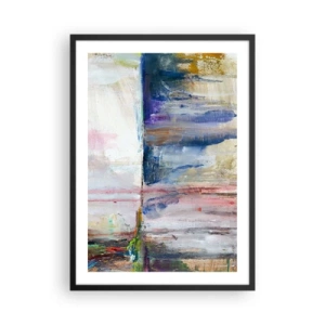 Poster in einem schwarzem Rahmen - Eine abstrakte Komposition in Blau-, Beige- und Rosatönen. - 50x70cm - Bunte Eindrücke und Assoziationen - Moderne Wanddekoration für Wohnzimmer und Schlafzimmer ARTTOR