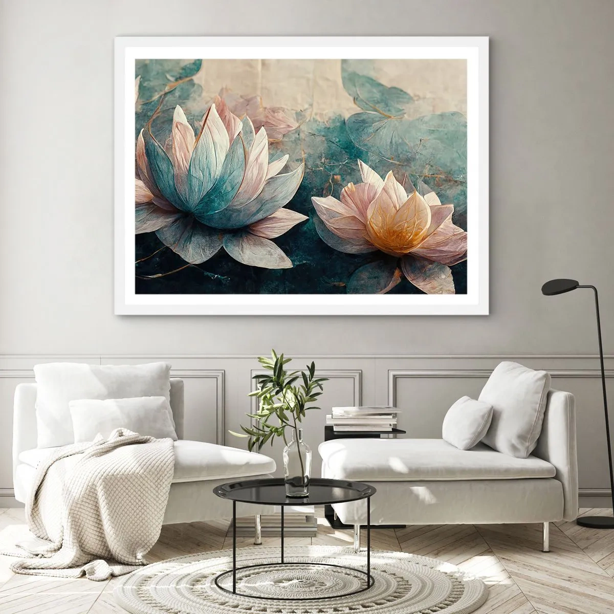 Poster in einem weißen Rahmen - Seesterne - 50x40 cm