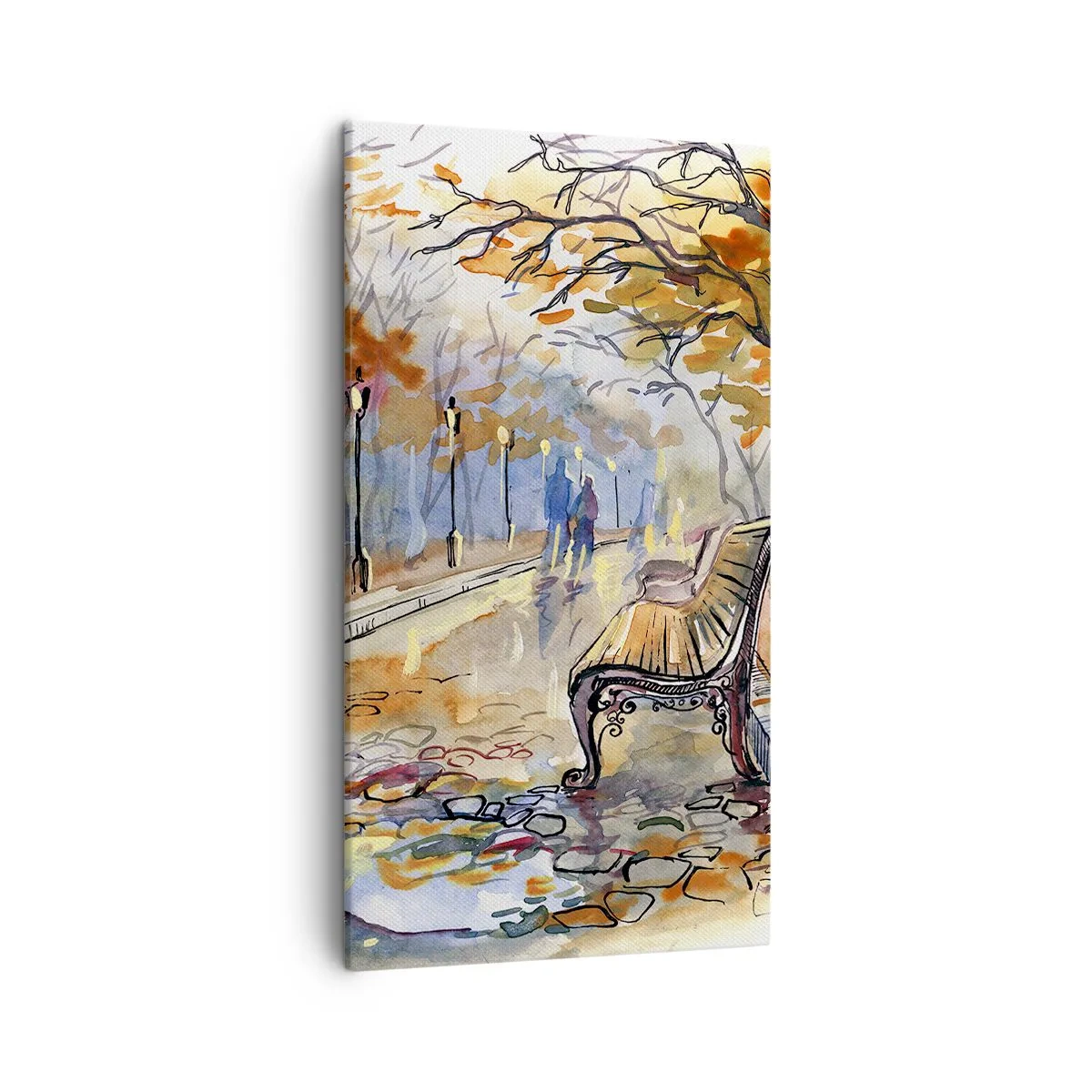 Bild auf Leinwand - Leinwandbild - Gemeinsam im Herbst wandern - 45x80 cm