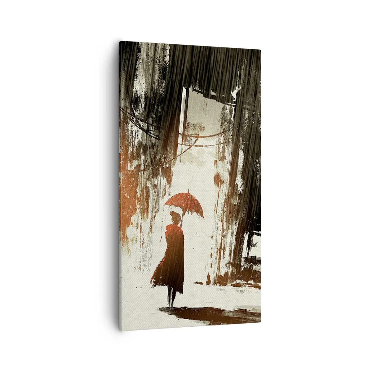 Bild auf Leinwand - Leinwandbild - Die Poesie des roten Regenschirms - 55x100 cm