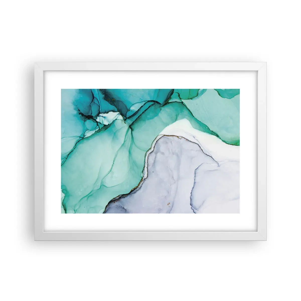 Poster in einem weißen Rahmen - Eine Studie in Türkis - 40x30 cm