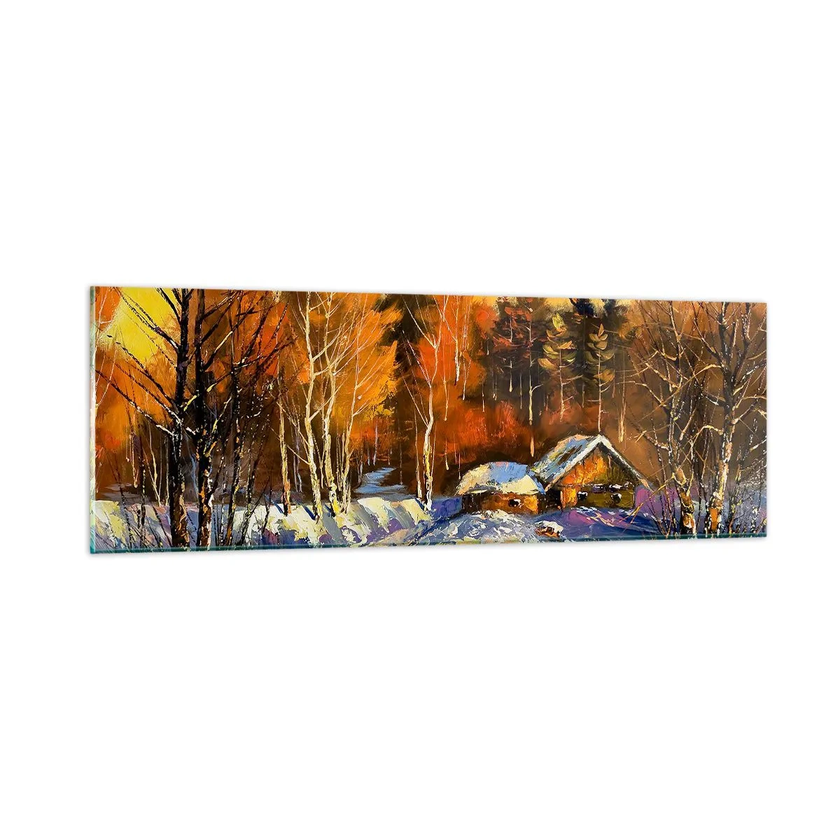 Glasbild - Bild auf glas - Wintereindruck in der Sonne - 90x30 cm