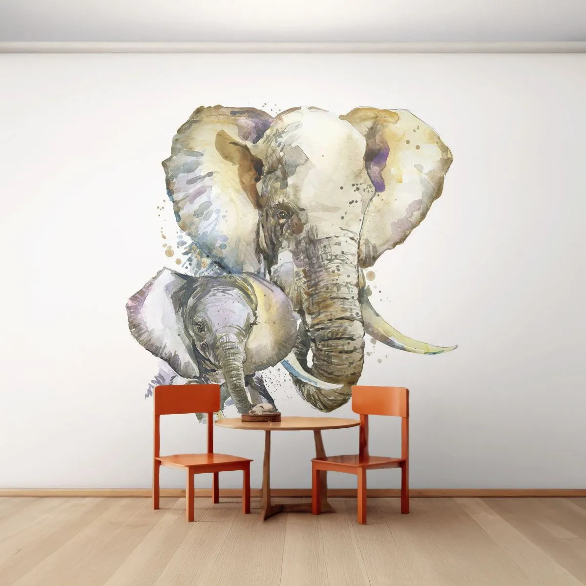 Fototapete Premium Sand - Mama ist kein Zuhause - Tiere, Elefant, Grafik - 100x70 cm