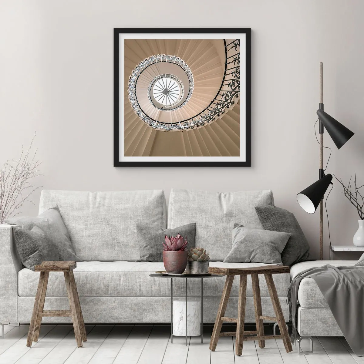 Poster in einem schwarzem Rahmen - Im Inneren der Muschel - 60x60 cm