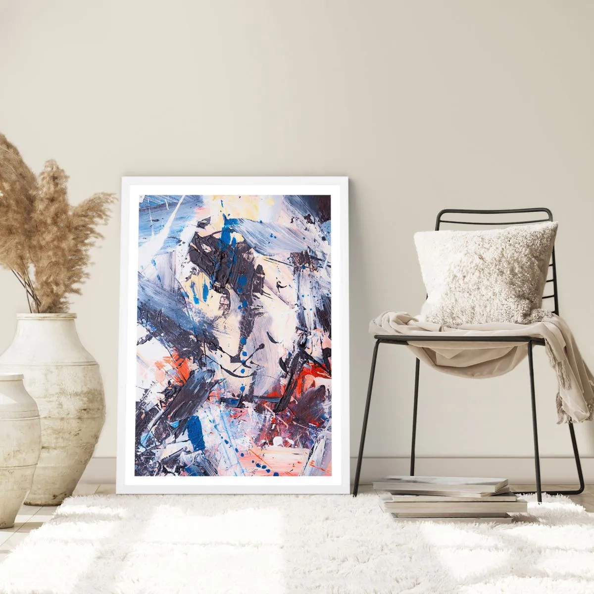 Poster in einem weißen Rahmen - Verrückter Tanz der Abstraktion - 70x100 cm
