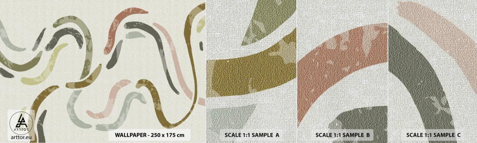 Fototapeten Muster Premium Canvas - Fröhlicher Tanz der Abstraktion - Pastell, Minimalistisch, Hell - 100x30 cm