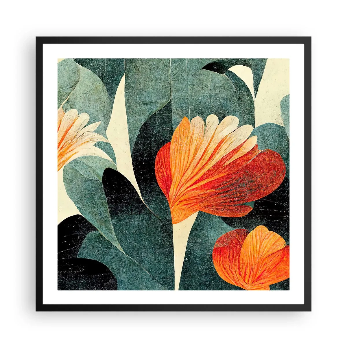 Poster in einem schwarzem Rahmen - Hitze der Tropen und Kühle des Grüns - 60x60 cm