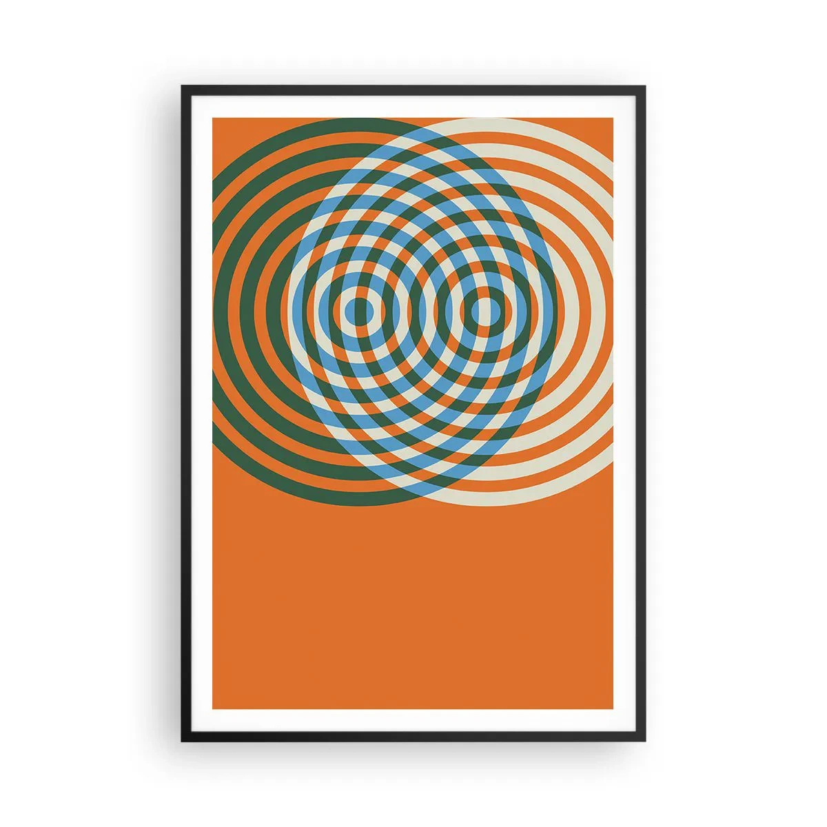 Poster in einem schwarzem Rahmen - Abstrakte kreisförmige Variation - 70x100 cm