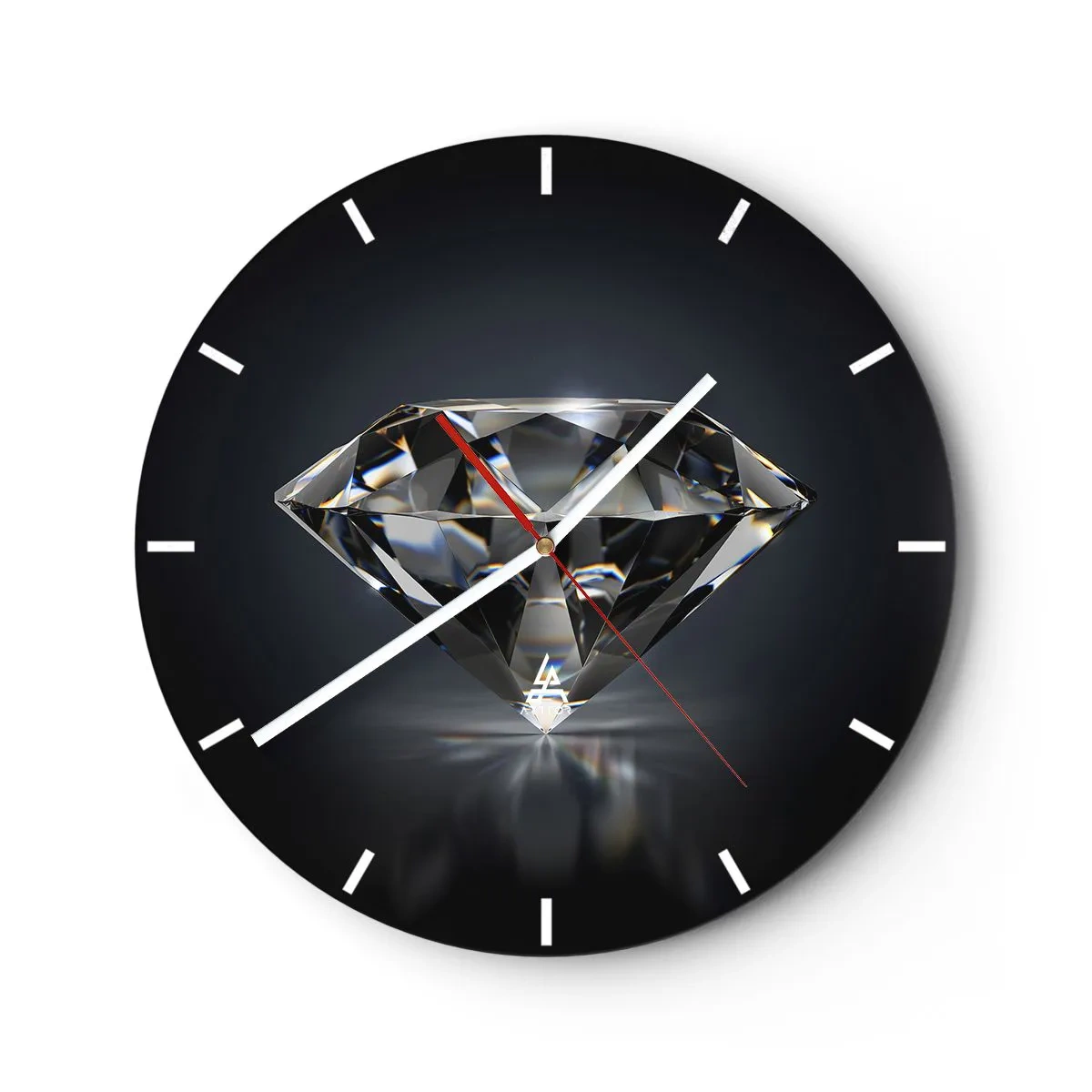 Wanduhr - Glasuhr - Ein glänzender Diamant auf dunklem Hintergrund mit Reflexionseffekt - 30x30cm - Beste Freundin - Moderne Wanddekoration für Wohnzimmer, Küche und Schlafzimmer ARTTOR