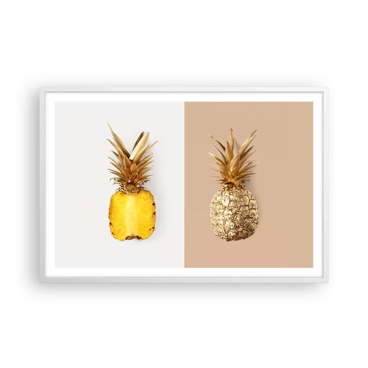 Poster in einem weißen Rahmen - Ananas für uns - 91x61 cm