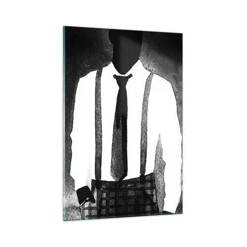 Glasbild - Bild auf glas - Charaktere im Noir-Stil, schwarz-weiße Eleganz und Mysterium - 80x120cm - In Noir-Atmosphäre - Moderne Wanddekoration für Wohnzimmer und Schlafzimmer ARTTOR