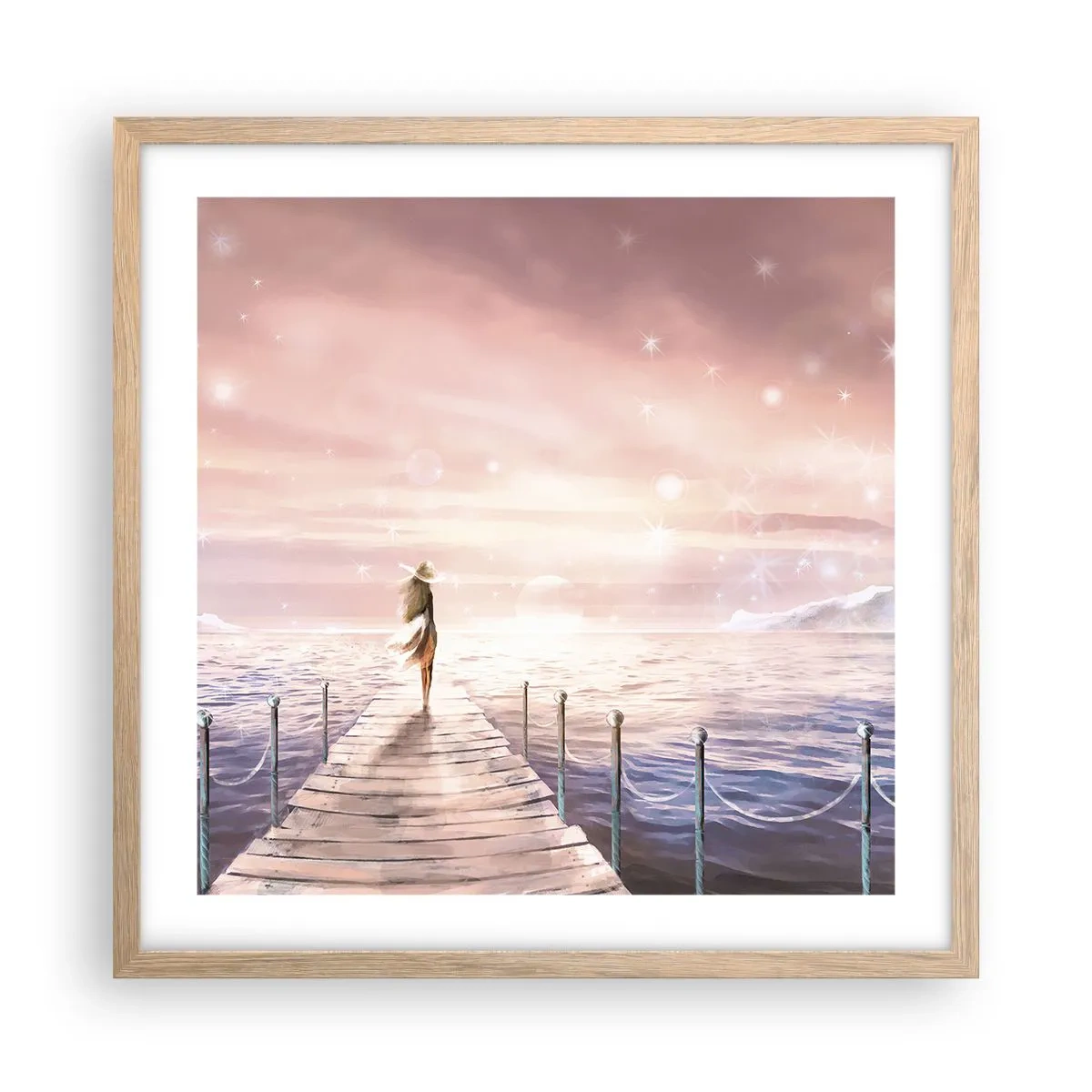 Poster in einem Rahmen aus heller Eiche - Im Licht eines Traums - 50x50 cm