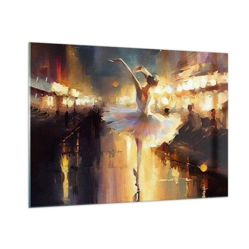 Glasbild - Bild auf glas - Ballerina im Licht der Stadtlichter - 100x70cm - Wunder auf der Straße - Moderne Wanddekoration für Wohnzimmer und Schlafzimmer ARTTOR