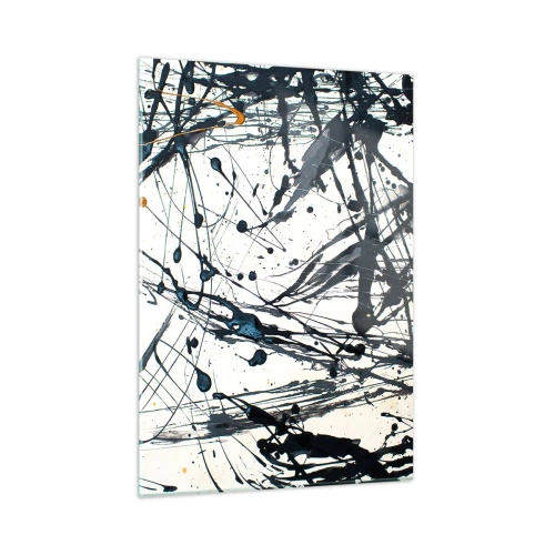 Glasbild - Bild auf glas - Abstrakte Punkte und Linien auf hellem Hintergrund - 50x70cm - Sinn machen oder keinen Sinn machen? - Moderne Wanddekoration für Wohnzimmer und Schlafzimmer ARTTOR