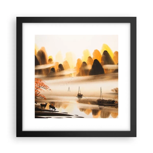 Poster in einem schwarzem Rahmen - Weiter als im Fernosten - 30x30 cm