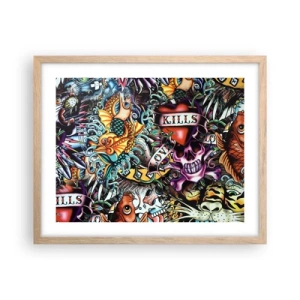 Poster in einem Rahmen aus heller Eiche - Der Traum des Tätowierers - 50x40 cm
