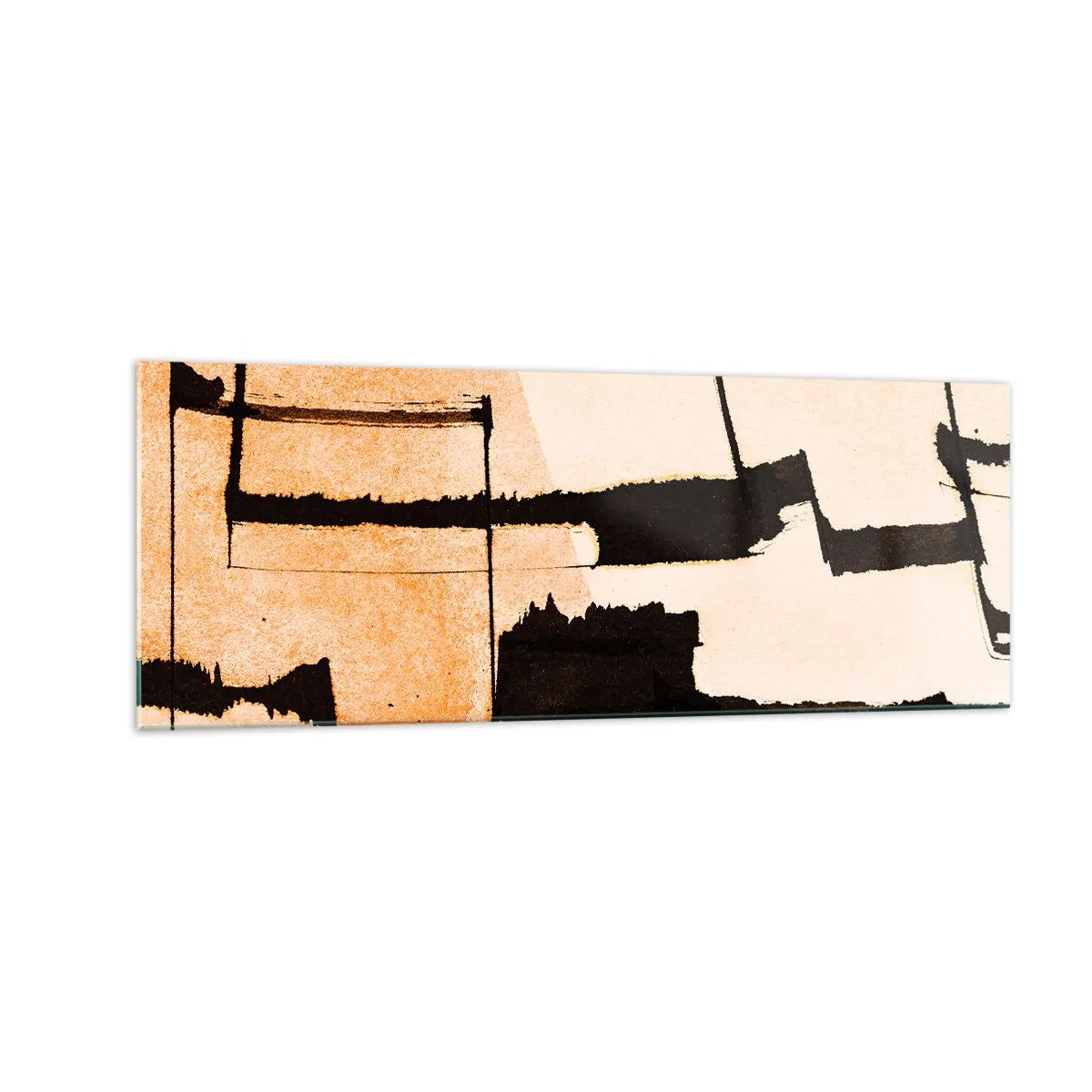 Glasbild - Bild auf glas - Geometrische Muster in Braun- und Beigetönen - 140x50cm - Also doch Ordnung - Moderne Wanddekoration für Wohnzimmer und Schlafzimmer ARTTOR