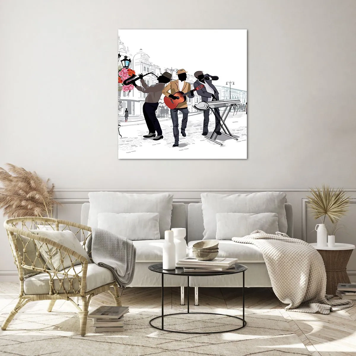 Glasbild - Bild auf glas - Straßenmusik - 60x60 cm