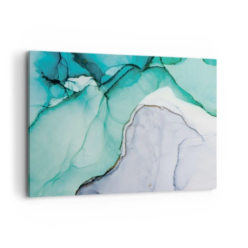 Bild auf Leinwand - Leinwandbild - Abstraktes Muster in Türkis- und Weißtönen - 100x70cm - Eine Studie in Türkis - Moderne Wanddekoration für Wohnzimmer und Schlafzimmer ARTTOR