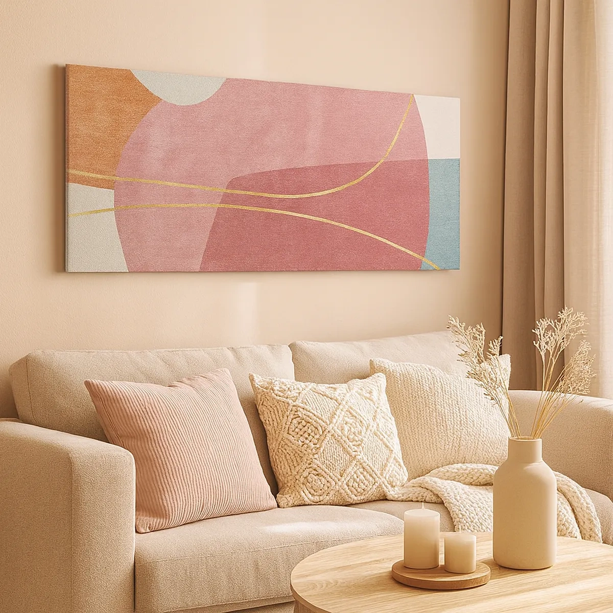 Bild auf Leinwand - Leinwandbild - Pastellkomposition mit Goldfaden - 30x30 cm