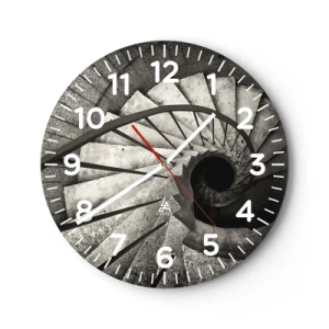 Wanduhr - Glasuhr - Treppe hoch, Treppe runter - 30x30 cm