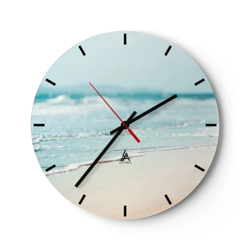 Wanduhr - Glasuhr - Strand und Wellen am Morgen - 30x30cm - Hitze und Lärm - Moderne Wanddekoration für Wohnzimmer, Küche und Schlafzimmer ARTTOR