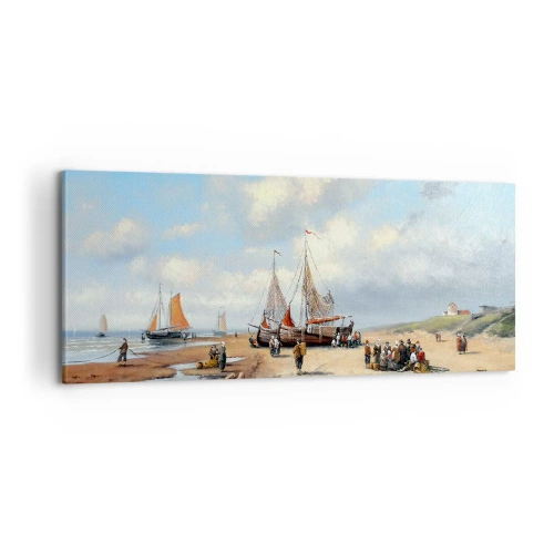 Bild auf Leinwand - Leinwandbild - Nach einem erfolgreichen Fischfang - 100x40 cm