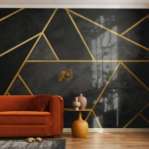 Fototapete Premium Sand - Dunkelheit und Glanz - Abstraktion, Stück, Modernes Muster - 300x210 cm