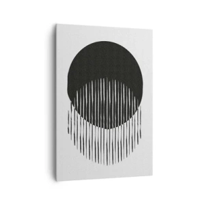 Bild auf Leinwand - Leinwandbild - Zwei überlappende Kreise mit schwarzen und weißen Linien - 70x100cm - Sein Alter Ego - Moderne Wanddekoration für Wohnzimmer und Schlafzimmer ARTTOR