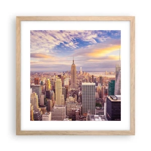 Poster in einem Rahmen aus heller Eiche - Nur nach den Wolken greifen - 40x40 cm