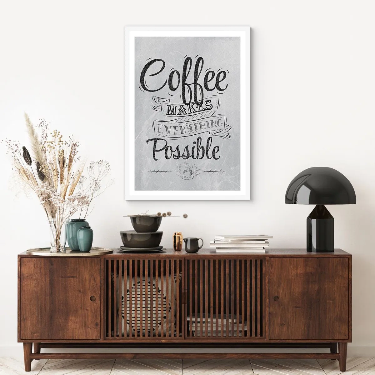 Poster in einem weißen Rahmen - Wie kann man Kaffee nicht lieben? - 61x91 cm