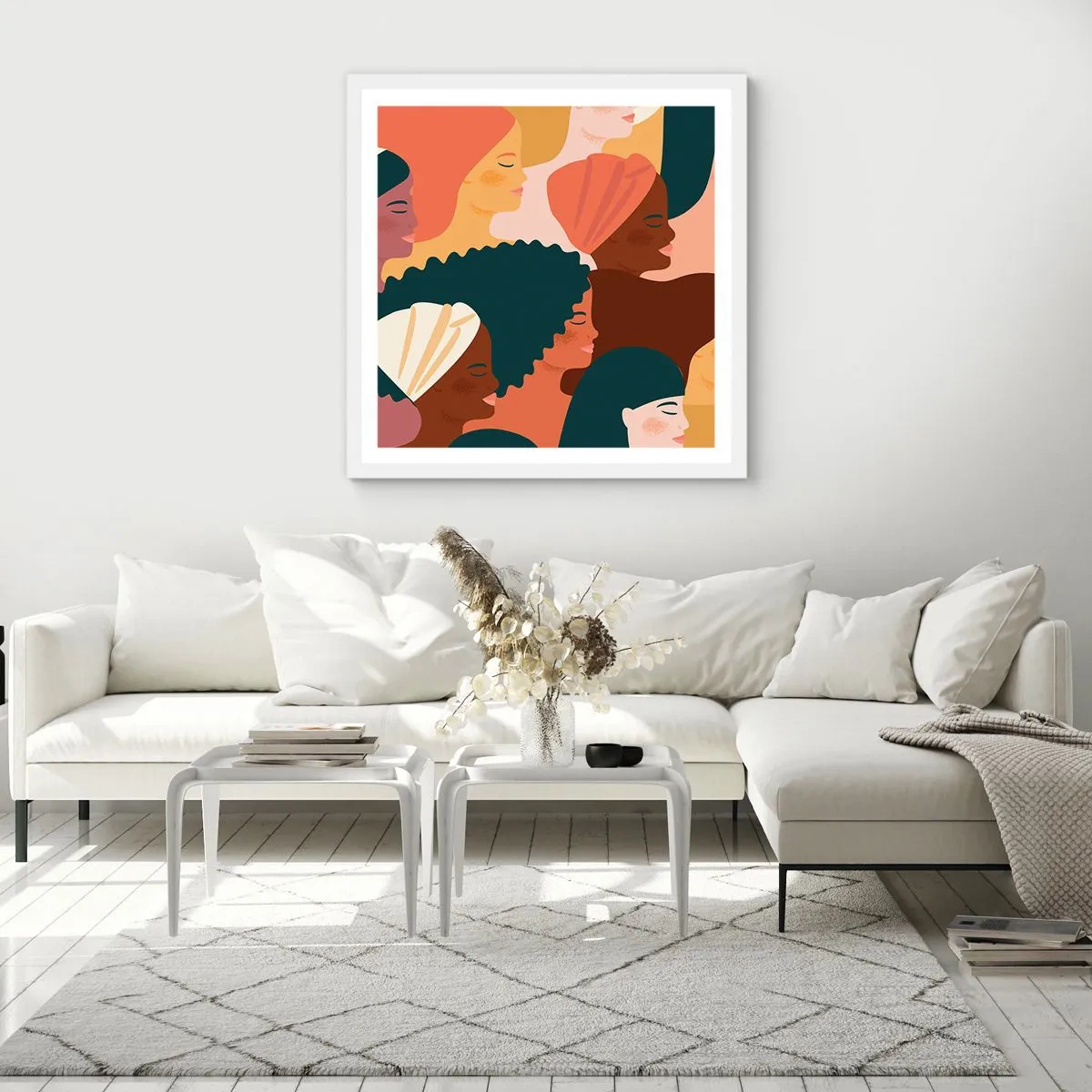 Poster in einem weißen Rahmen - Nur Weiblichkeit - 60x60 cm