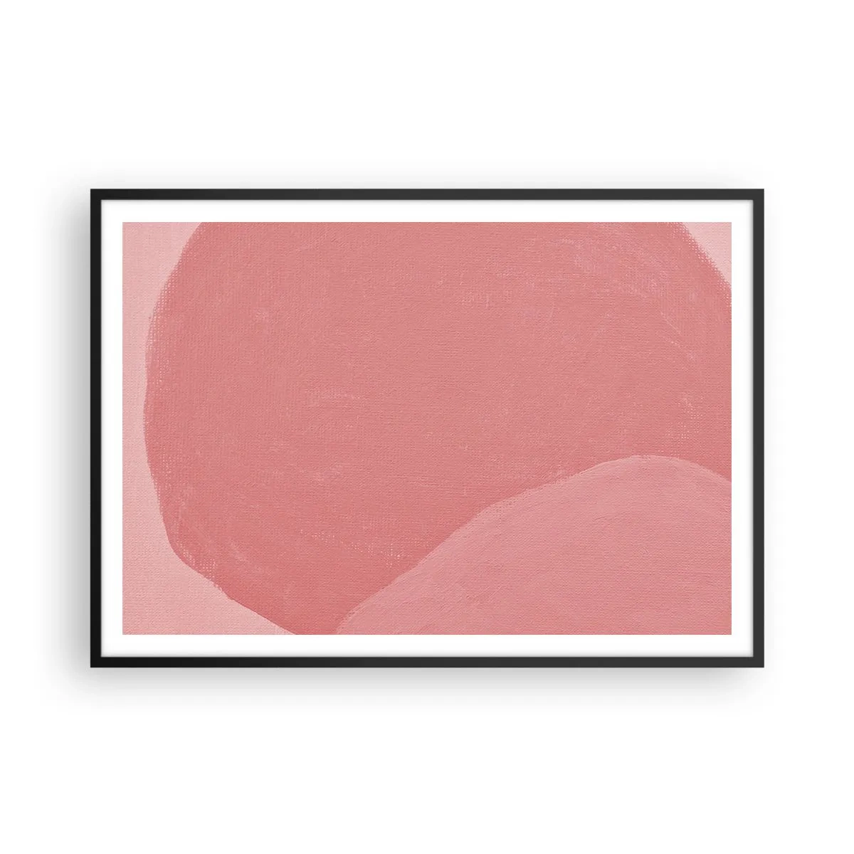 Poster in einem schwarzem Rahmen - Zarte Abstraktion in Rosatönen, organische Formen und Minimalismus - 100x70cm - Organische Komposition in Rosa - Moderne Wanddekoration für Wohnzimmer und Schlafzimmer ARTTOR
