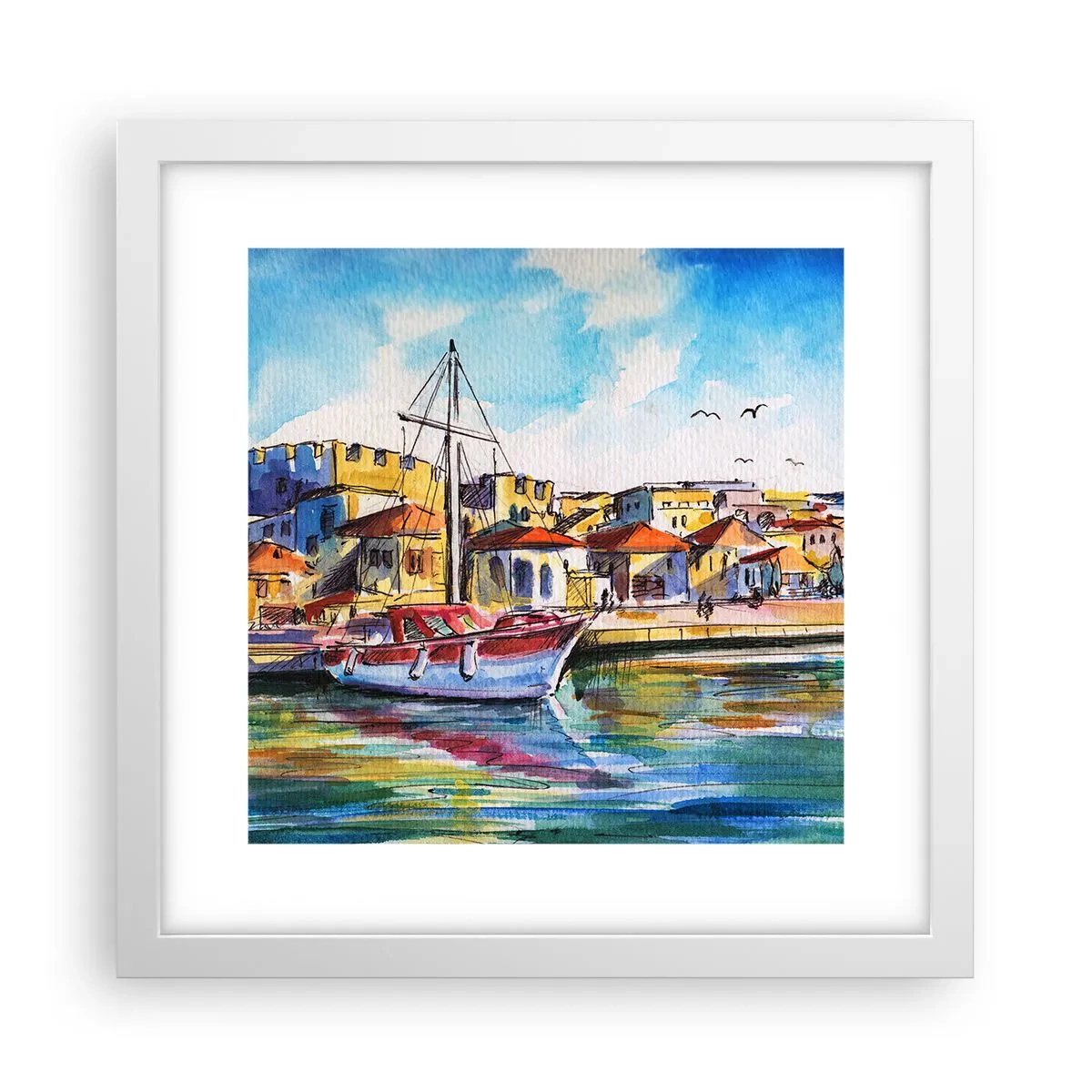 Poster in einem weißen Rahmen - Regenbogennachmittag - 30x30 cm