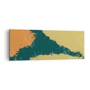 Bild auf Leinwand - Leinwandbild - Abstrakte Flecken in erdigen und grünen Farben - 140x50cm - Abstraktion – langsame Bewegung - Moderne Wanddekoration für Wohnzimmer und Schlafzimmer ARTTOR