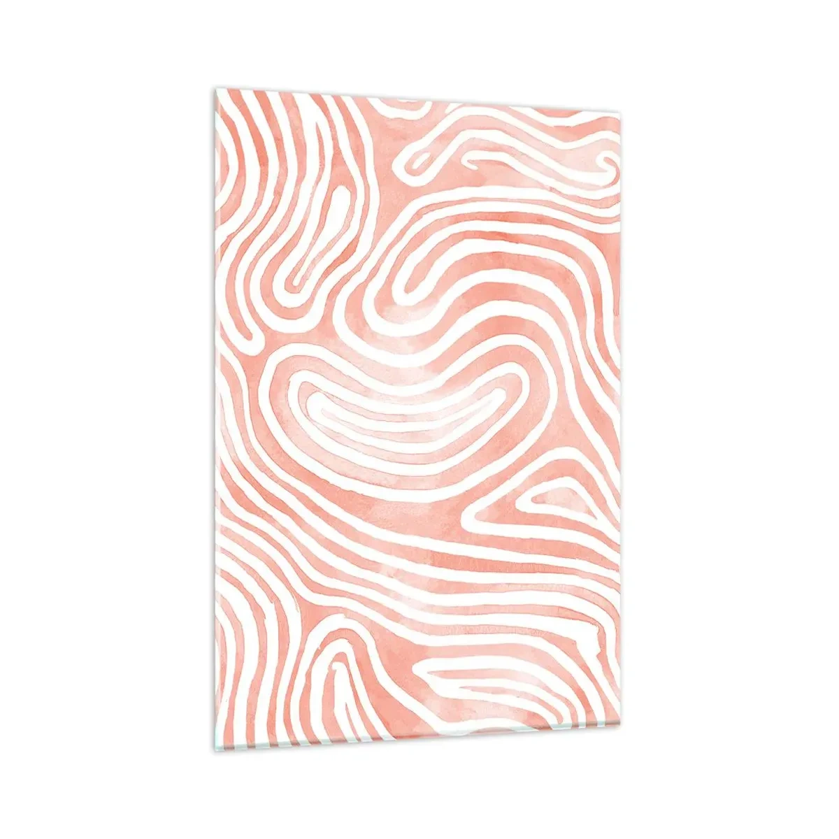 Glasbild - Bild auf glas - Abstraktes Muster in Rosa- und Weißtönen - 80x120cm - Im Korallenlabyrinth - Moderne Wanddekoration für Wohnzimmer und Schlafzimmer ARTTOR