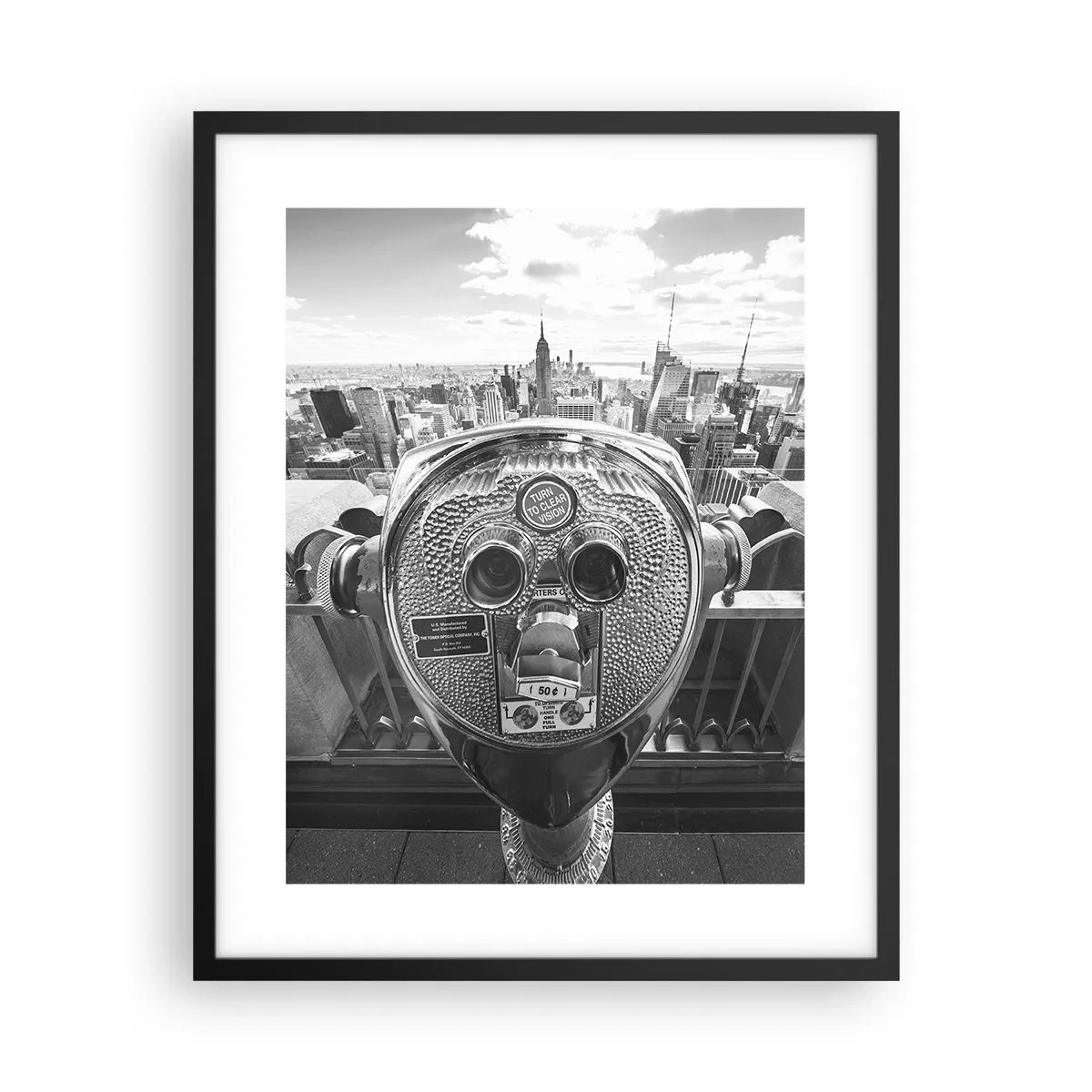 Poster in einem schwarzem Rahmen - Stadt über den Städten - 40x50 cm