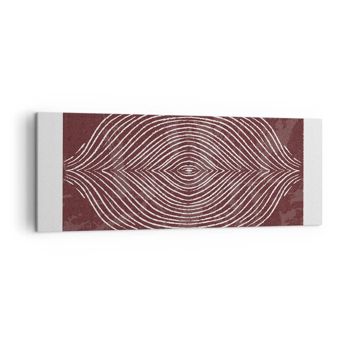 Bild auf Leinwand - Leinwandbild - Symmetrische Wellen in weißen Linien auf braunem Hintergrund - 140x50cm - Der Raum spricht - Moderne Wanddekoration für Wohnzimmer und Schlafzimmer ARTTOR